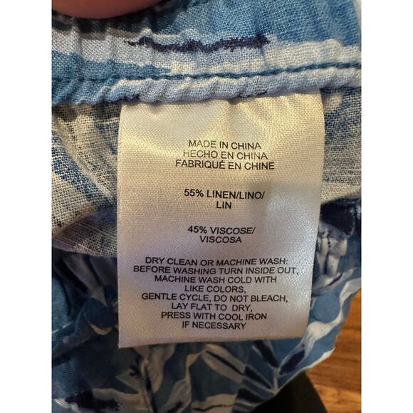 Jones New York Palm Print Linen Blend Cropped Pants – Blue | Women’s Sz L NWOT - Picture 7 of 9